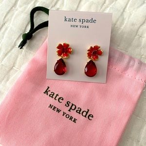 Kate Spade red and gold earrings NWT